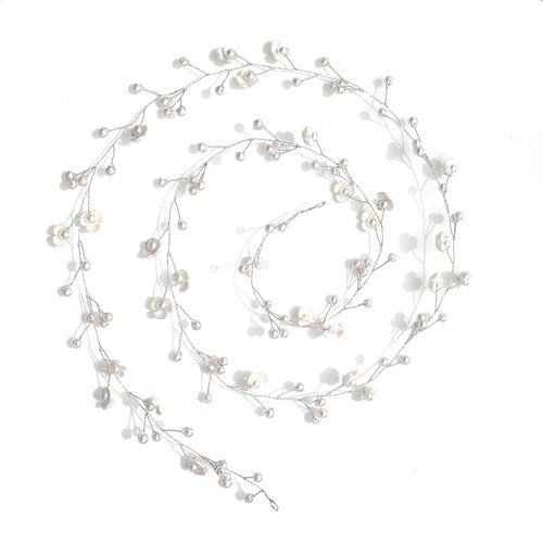 Wedding Hair Accessories, Zipetatah Bridal Headpieces for Wedding, Length 1M, Pearl Bridal Headpiece, Little Flower Bridal Hair Chain Headdress, Long Hair Band Coiling Headdress, Suitable for Weddings