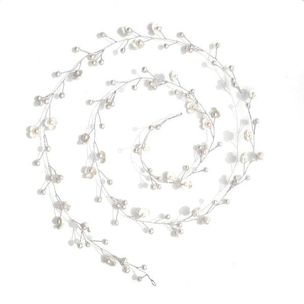 Wedding Hair Accessories, Zipetatah Bridal Headpieces for Wedding, Length 1M, Pearl Bridal Headpiece, Little Flower Bridal Hair Chain Headdress, Long Hair Band Coiling Headdress, Suitable for Weddings