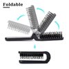 Foldable Brush for Purse, 2 Pack Small Portable Travel Hair Brush with Natural Boar Bristle and Nylon Bristle,Folding Comb Mini Wet Hairbrush Compact Pocket Brush for Car Gym Bag Locker (Black)