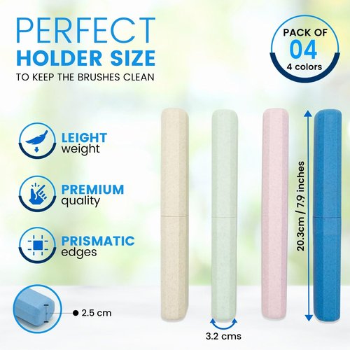 December Springs 4 Pack Toothbrushes Cover In 4 Colors For All Of The Family - Portable Travel Toothbrush Holder - Eco Friendly Toothbrush Case Travel Essentials for Vacations, Work Trips and More…