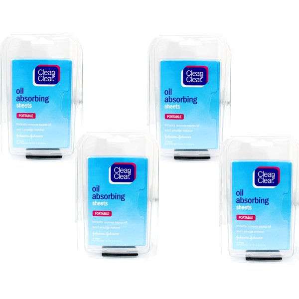 Clean & Clear Oil-Absorbing Sheets, 50-Count Sheets (Pack of 4)