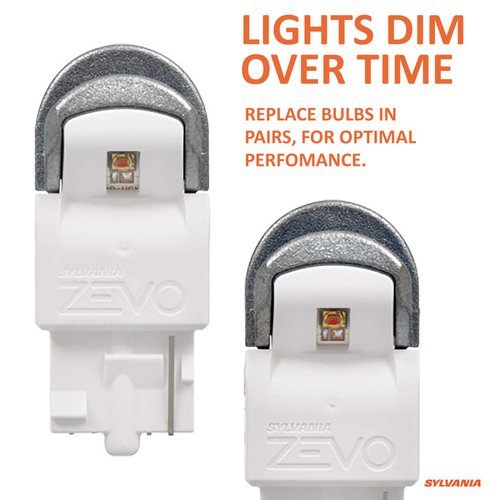 SYLVANIA - 7443 T20 ZEVO LED Red Bulb - Bright LED Bulb, Ideal for Stop and Tail Lights (Contains 2 Bulbs)