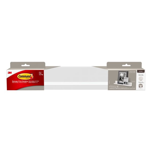 Command Picture Ledge, Damage Free Hanging Floating Shelf with Adhesive Strips, No Tools Picture Hanger for Displaying Christmas Decorations and Photographs, 1 Ledge and 10 Command Strips