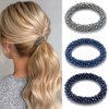 Fashey Pearl Hair Ties Rhinestone Ponytail Holder 3 Pcs Bead Set Hair Scrunchies Elastic Hair Bands Hair Accessories for Women and Girls (blue,green,dark blue)
