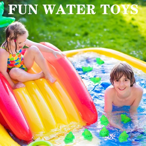 Jenaai 48 Pcs Mini Rubber Crocodile Baby Bath Toys for Girls Boys Luminous Squeaky Alligator Bathtub Toys Glow in The Dark Floating Toys Bulk Light up for Summer Pool Shower Beach Birthday Party