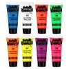 Bowitzki UV Neon Face Body Paint 8 Tubes 0.34oz Liquid Kit Black Light Glow in The Dark Makeup Set Fluorescent Painting for Adults Kids Music Festivals Party Halloween Christmas