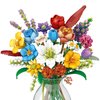MEIEST Flower Bouquet Building Blocks Set,Mini Bricks Plant Botanical Collection Construction Building Toy,Creative DIY Artificial Flowers Home Decoration (Purple)