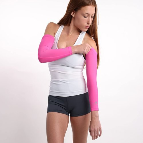 CompressionZ Compression Arm Sleeves for Men & Women UV Protection (Pink, S)