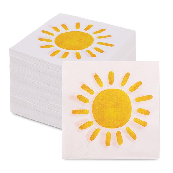 200Pcs Boho Sun Paper Napkins First Trip Around The Sun Napkin Disposable Sunshine Cocktail Napkins for Birthday Baby Shower Party Supplies