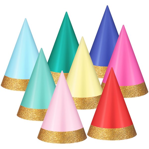 Panitay 40 Pcs Colorful Mini Party Hats Small Party Hats for Stuffed Animals Paper Cone Tiny Birthday Hats (Classic)