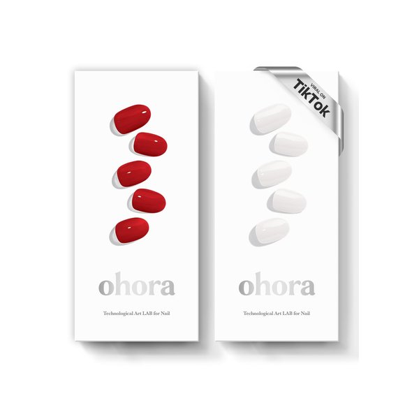 ohora Bundle Set (Classic Chic Duo) - N Addict and N Clean White Semi-Cured Gel Nail Strips, Works with Any UV/LED Lamps, Salon-Quality, Long Lasting, Easy to Apply & Remove