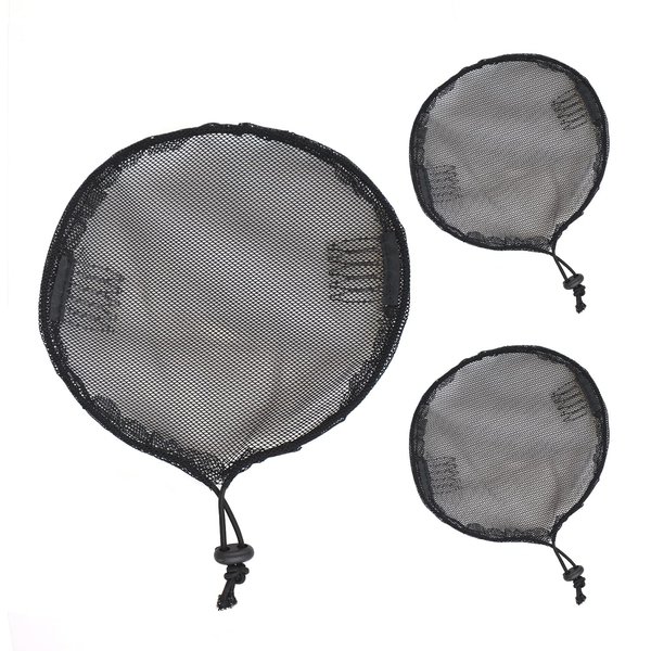 YTBYT 3 Pcs Black Round Ponytail Net Elastic Drawstring Hair Net Base for Making Afro Puff Drawstring Ponytail Wig