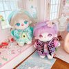 niannyyhouse 20cm Plush Doll Clothes Headband Hoodie Coat Pants Doll Dress Up (Purple)