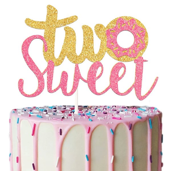 Two Sweet Birthday Party Supplies, Donut Cake Topper Decorations for Donut Party Supplies Decor (Two)
