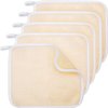 Tatuo 5 Pcs Exfoliating Face and Body Wash Cloths Towel Weave Bath Cloth Exfoliating Scrub Cloth Massage Bath Cloth for Women and Men, 10.63 x 9.05 Inch (Beige)