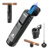 XIFEI Cigar Lighter 3-Angled Jet Flames, Cigar Puncher, Cigar Draw Enhancer, Cigar Stand, 4-in-1Refillable Butane Torch Lighter (Sand Black)