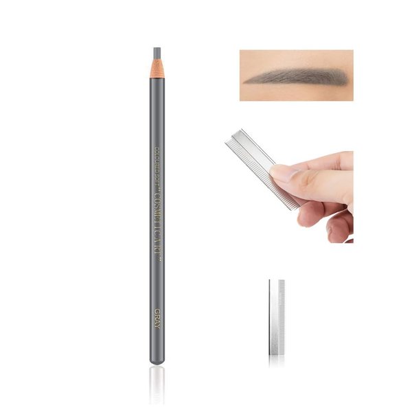 Long-lasting Waterproof Eyebrow Pencil with Pull Cord - Perfect for Marking, Filling, and Outlining - Tattoo Makeup for Waterproof and Durable Permanent Eyebrow Liners (Gray)