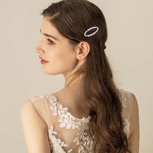 Andelaisi Boho Pearl Circle Hair Clip Gold Circle Pearl Hairpin Clip Barrette Vintage Hollow Circle Hair Barrette Clip Minimalist Geometric Head Clip Accessories for Women and Girls Headdress