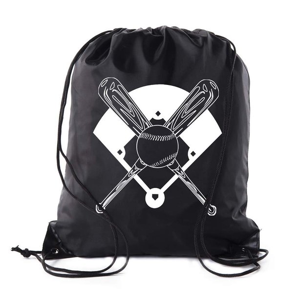 Mato & Hash Boys Drawstring Backpack Baseball Bags 1-10 Pack Bulk Options - 6PK Black CA2500Baseball S1