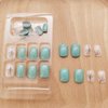 Xenophoer Short Press on Nails Square Fall Light Green Acrylic Fake Nails with Leaves Designs Artificial Nails Press ons Reusable Glue on Nails for Women and Girls 24 Pcs