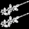 Isslly 2PCS Silver Rhinestones Hair Clips, Bridal Crystal Hair Pins, French Hairpins Alloy Leaf Shape Barrettes for Women, Girls for Wedding, Parties (1 Pairs)