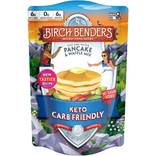 Keto Pancake & Waffle Mix by Birch Benders, High Protein, Gluten-free, Made with Almond, Just Add Water, 10 oz (Pack of 3)
