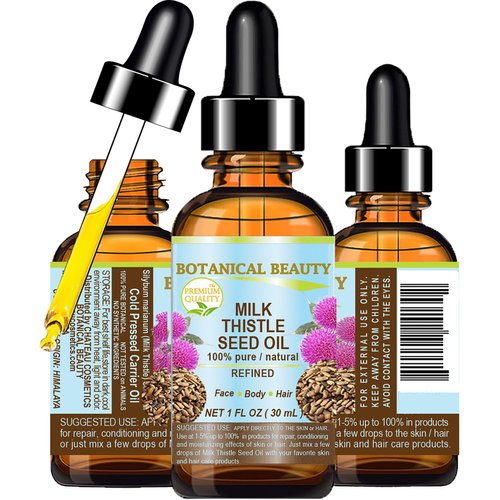 Botanical Beauty MILK THISTLE SEED OIL Silybum marianum seed oil 100% Pure Natural for FACE, SKIN, BODY, HAIR, NAILS 1 Fl.oz.- 30 ml