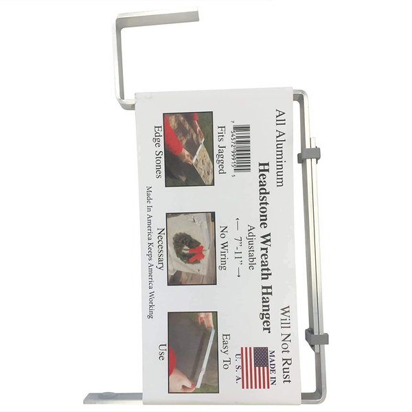 Aluminum Headstone Wreath Hanger for Cemetery Tombstone, Grave Marker, Made in USA
