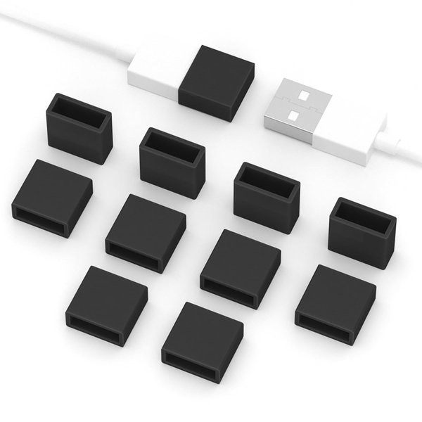 10PCS USB Port Protective Cover,USB A Male Anti Dust Plug Stopper Cap Cover Protector Lids USB Interface Protector for USB Male Ports (Black)