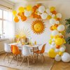 Sun Balloons, 12 inch Yellow Orange White Latex Balloons Boho Rainbow Sunrise Printed Latex Balloons Half Sun Sunshine Balloons for Sun Party Birthday Baby Shower Decoration Supplies