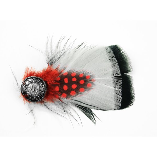 Hat Décor Embellishment, 12705 Turkey/Guinea Feather Hat Decor Pin