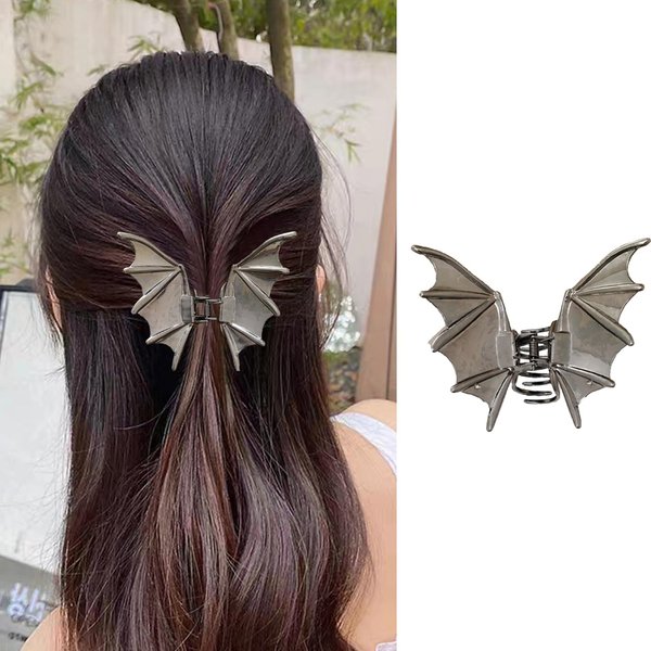 Halloween Hair Claw Clip Halloween Bat Hair Clips For Women Black Metal Claw Clips With Bat Shape Designs Halloween Horror Bat Non-Slip Jaw Claw Clips For Women Halloween Hair Accessories
