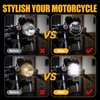 SUPAREE 5-3/4” 5.75 Inch LED Headlight with Halo DRL Turn Signal fit for Dyna Street Bob Super Wide Glide Low Rider Night Rod Train Softail Deuce Sportster Iron 883