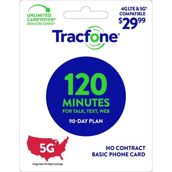 Tracfone $29.99 Basic Phone Plan, 120 Minutes, 90 Days [Physical Delivery]