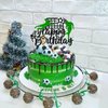 1Pcs Soccer Happy Birthday Cake Topper Glitter Happy Birthday Sign Football Player Cake Pick Decorations for Sport Theme Man Boy Girl Birthday Party Decoration Supplies Black
