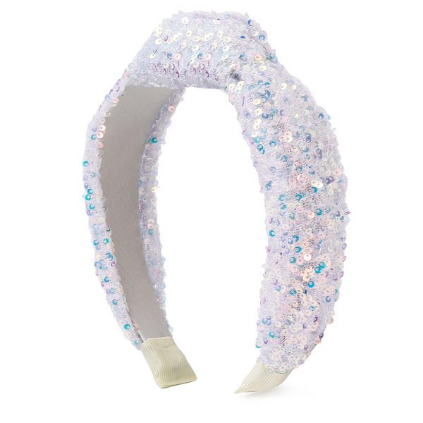 JOEYTECH Sequin Knot Headbands,White Sparkly Knotted Hair Bands, Glitter Velvet Wide Headband,Iridescent Sequined Hairbands,Fashion Headware,Girls Accessories for Costume Decorations