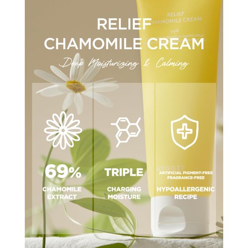 HYGGEE Relief Chamomile Cream - Hydrating Gel Face Moisturizer for Oily Skin - Chamomile Extract and Hyaluronic Acid - Hypoallergenic Vegan Face Cream - Lightweight Gel, 3 fl.oz.