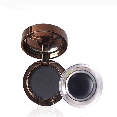 ELSOGO Eyeliner & Eyebrow Powder Makeup Set, Anti-Smudge Long Eyeliner Gel, Professional Waterproof Long-Lasting Eyeliner Brow Kit with Dual-ended Brush (02# Dark Brown)