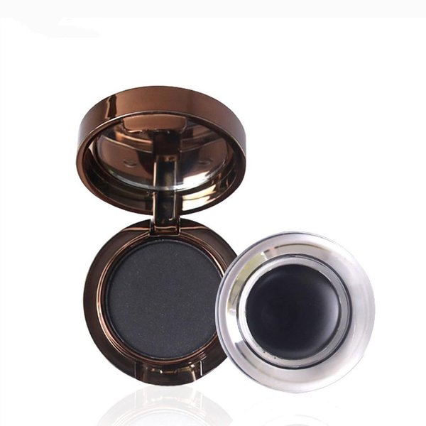ELSOGO Eyeliner & Eyebrow Powder Makeup Set, Anti-Smudge Long Eyeliner Gel, Professional Waterproof Long-Lasting Eyeliner Brow Kit with Dual-ended Brush (02# Dark Brown)