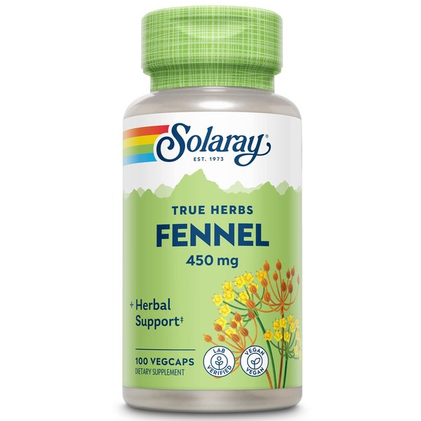 SOLARAY Fennel Seed 450mg | May Help Support Healthy Digestion, Fresh Breath, Respiratory Function | Non-GMO | Vegan | Lab Verified | 100 VegCaps