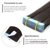 JESSBO Tape in Hair Extensions Human Hair Straight Dark Brown 100% Brazilian Human Hair 12 inch 20pcs 40g/pack Seamless Skin Weft Tape in Extensions for White Women (12 Inch #2 Dark Brown)