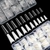 1000 PCS French Coffin Ballerina Nail Tips Acrylic Artificial Half False Flake Nail Tips 10 sizes with Clear Plastic Cases for Nail Salon Nail Shop DIY Nail Art (Clear+Natural)