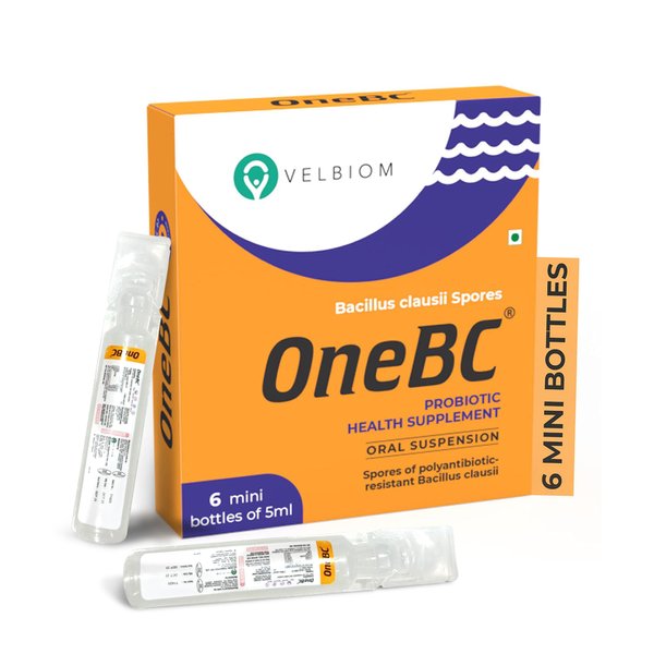 VELBIOM One Bc Probiotic Supplement to Alleviate Diarrhea Probiotics for Men and Women Oral Probiotics for Good Health Vegan Clinically Proven - 6 X 5Ml Mini Bottles