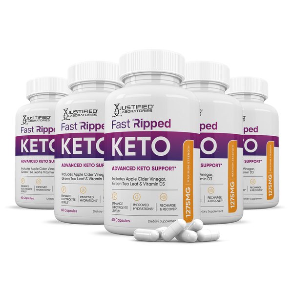(5 Pack) Fast Ripped Keto ACV Pills 1275MG Keto Support Blend Capsule Alternative to Keto ACV Gummies Formulated with Apple Cider Vinegar Extra Virgin Olive Oil Powder Green Tea Leaf 300 Capsules