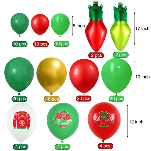 Christmas Ugly Sweater Party Decorations 114 Pcs Ugly Sweater theme Balloons Garland Arch Kit for Let's Get Ugly Party Christmas Ugly Sweater Theme Party Decorations