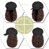 Qlenkay Newsboy Cap with Bob Hair Extensions Black Hat Wig 8 Panel Visor Beret Attached Synthetic 14'' Short Curly Wavy Hairpiece for Woman Medium Brown