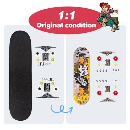 BROKIG 2024 Deck Finger Skateboard Park for Kids,DIY Mini Fingerboard Skatepark Training Finger Boards Toys Ramp Set Kit Boys Gift (HB-003)