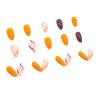 RikView Almond Press on Nails Medium Fake Nails Brown Press on Nails Orange Acrylic Nails Glossy Full Cover Nails
