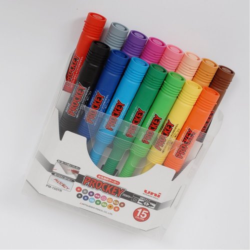 uni Prockey Fine Point and Bold Point Marker Pen 15-color Set PM150TR15CN