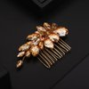 Teyglen Rhinestone Wedding Hair Comb, Champagne, Sparkly Headpiece for Women and Girls, 8*5cm/3.14*1.96in, Alloy+Rhinestones+Crystal